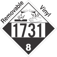 Corrosive Class 8 UN1731 Removable Vinyl DOT Placard