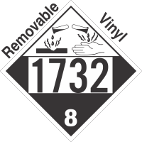 Corrosive Class 8 UN1732 Removable Vinyl DOT Placard