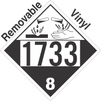 Corrosive Class 8 UN1733 Removable Vinyl DOT Placard