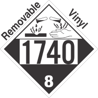 Corrosive Class 8 UN1740 Removable Vinyl DOT Placard