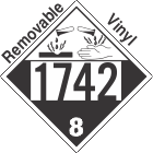Corrosive Class 8 UN1742 Removable Vinyl DOT Placard