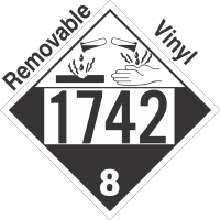 Corrosive Class 8 UN1742 Removable Vinyl DOT Placard