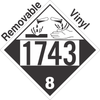 Corrosive Class 8 UN1743 Removable Vinyl DOT Placard