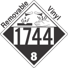 Corrosive Class 8 UN1744 Removable Vinyl DOT Placard