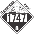 Corrosive Class 8 UN1747 Removable Vinyl DOT Placard