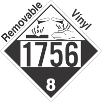 Corrosive Class 8 UN1756 Removable Vinyl DOT Placard