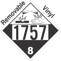 Corrosive Class 8 UN1757 Removable Vinyl DOT Placard