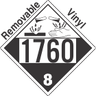 Corrosive Class 8 UN1760 Removable Vinyl DOT Placard