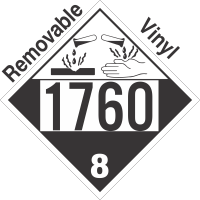 Corrosive Class 8 UN1760 Removable Vinyl DOT Placard