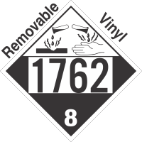 Corrosive Class 8 UN1762 Removable Vinyl DOT Placard