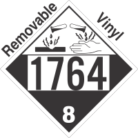 Corrosive Class 8 UN1764 Removable Vinyl DOT Placard