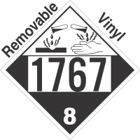 Corrosive Class 8 UN1767 Removable Vinyl DOT Placard