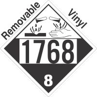 Corrosive Class 8 UN1768 Removable Vinyl DOT Placard