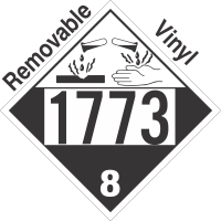 Corrosive Class 8 UN1773 Removable Vinyl DOT Placard