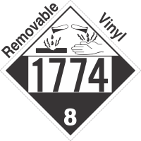 Corrosive Class 8 UN1774 Removable Vinyl DOT Placard