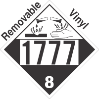 Corrosive Class 8 UN1777 Removable Vinyl DOT Placard