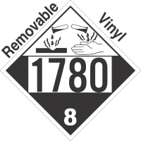 Corrosive Class 8 UN1780 Removable Vinyl DOT Placard