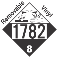 Corrosive Class 8 UN1782 Removable Vinyl DOT Placard