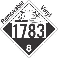 Corrosive Class 8 UN1783 Removable Vinyl DOT Placard