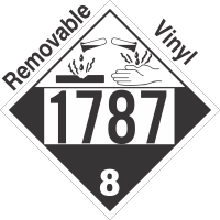 Corrosive Class 8 UN1787 Removable Vinyl DOT Placard