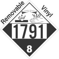 Corrosive Class 8 UN1791 Removable Vinyl DOT Placard