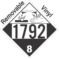 Corrosive Class 8 UN1792 Removable Vinyl DOT Placard