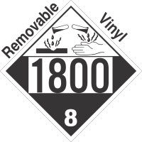 Corrosive Class 8 UN1800 Removable Vinyl DOT Placard