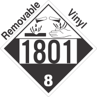 Corrosive Class 8 UN1801 Removable Vinyl DOT Placard