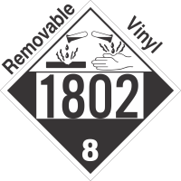 Corrosive Class 8 UN1802 Removable Vinyl DOT Placard