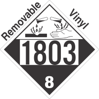 Corrosive Class 8 UN1803 Removable Vinyl DOT Placard