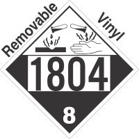 Corrosive Class 8 UN1804 Removable Vinyl DOT Placard