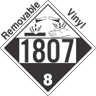 Corrosive Class 8 UN1807 Removable Vinyl DOT Placard