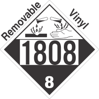 Corrosive Class 8 UN1808 Removable Vinyl DOT Placard