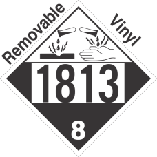 Corrosive Class 8 UN1813 Removable Vinyl DOT Placard