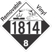 Corrosive Class 8 UN1814 Removable Vinyl DOT Placard