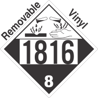 Corrosive Class 8 UN1816 Removable Vinyl DOT Placard