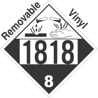 Corrosive Class 8 UN1818 Removable Vinyl DOT Placard