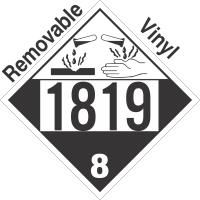 Corrosive Class 8 UN1819 Removable Vinyl DOT Placard