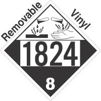 Corrosive Class 8 UN1824 Removable Vinyl DOT Placard