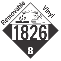 Corrosive Class 8 UN1826 Removable Vinyl DOT Placard