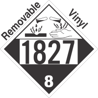 Corrosive Class 8 UN1827 Removable Vinyl DOT Placard