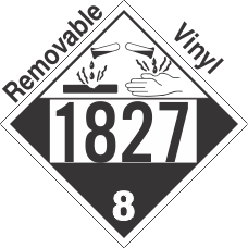 Corrosive Class 8 UN1827 Removable Vinyl DOT Placard