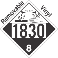 Corrosive Class 8 UN1830 Removable Vinyl DOT Placard