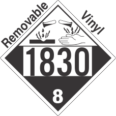 Corrosive Class 8 UN1830 Removable Vinyl DOT Placard