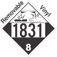 Corrosive Class 8 UN1831 Removable Vinyl DOT Placard