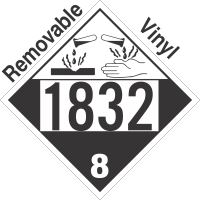 Corrosive Class 8 UN1832 Removable Vinyl DOT Placard