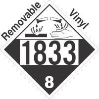 Corrosive Class 8 UN1833 Removable Vinyl DOT Placard