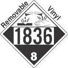 Corrosive Class 8 UN1836 Removable Vinyl DOT Placard