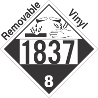 Corrosive Class 8 UN1837 Removable Vinyl DOT Placard