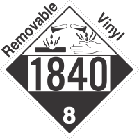 Corrosive Class 8 UN1840 Removable Vinyl DOT Placard